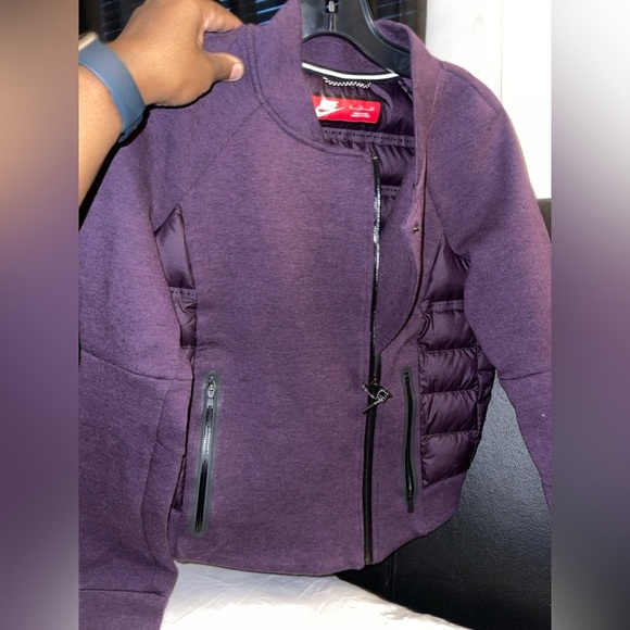 Nike Jackets & Blazers - Nike Tech Fleece Aeroloft 800 Moto jacket in purple Women’s Size S Purple NWOT
